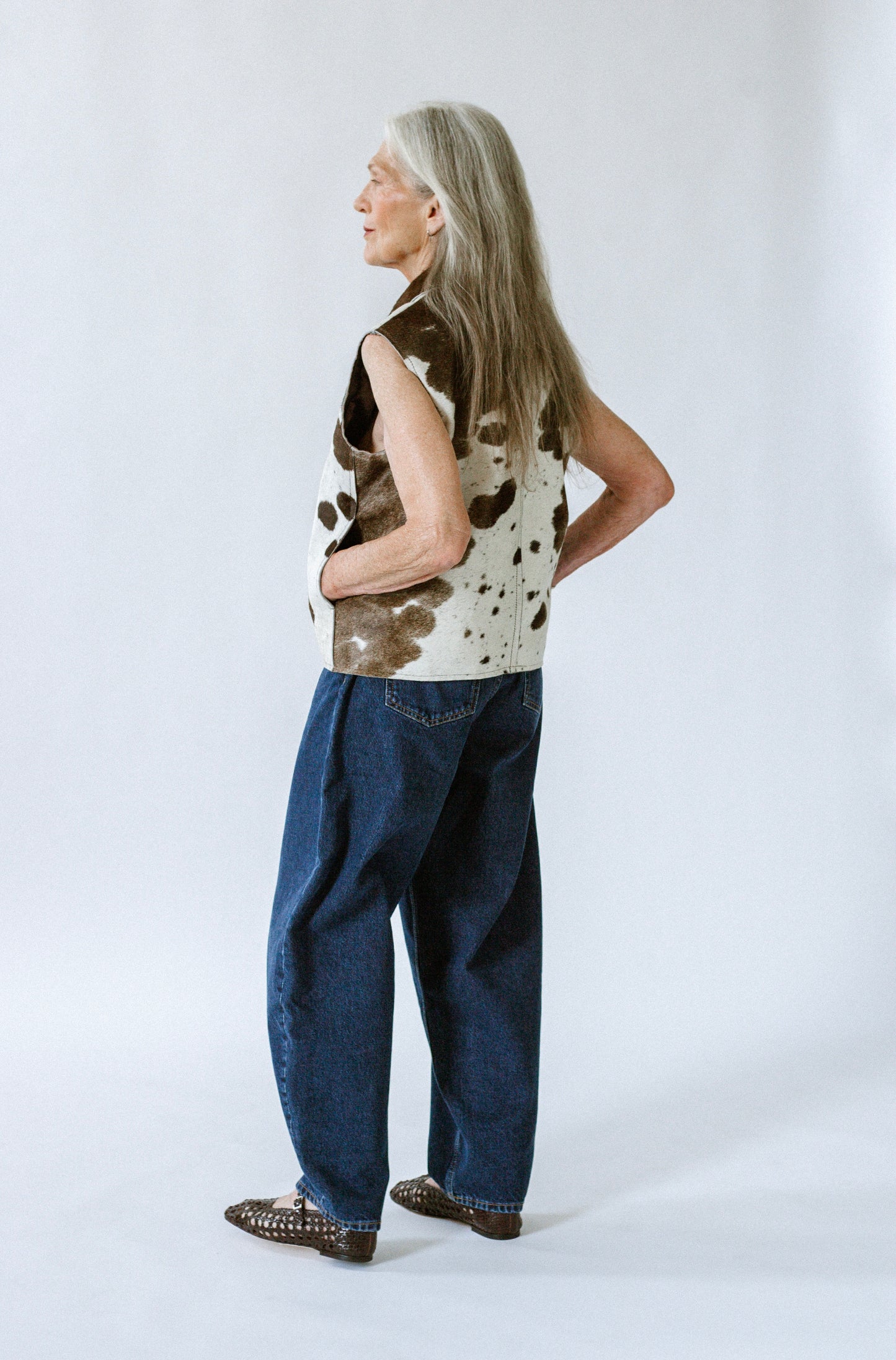 cow leather jacket, cowhide, cow print, fall trend, oversized fit, limited edition, back